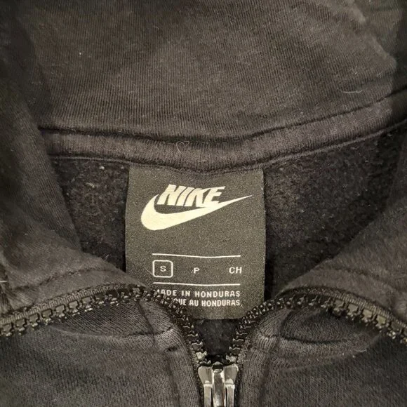 Nike Women’s Full Zip Hoodie Black Gold Embroidered Swoosh Size S - Picture 3 of 9